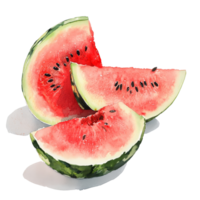 Fresh watermelon slices displayed on a transparent background ready for a summer snack or a refreshing dessert option, water melon on transparent background png