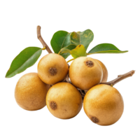 Fresh longan fruit cluster with green leaves on a transparent background for culinary and decorative purposes, Longan on transparent background png