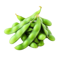 Fresh edamame green beans on a clean transparent background showcasing their vibrant color and natural texture, edamame green beans isolated on transparent background png