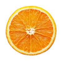 Fresh orange slice isolated on a clean transparent background highlighting its vibrant color and juicy texture, Orang slice isolated on transparent background png