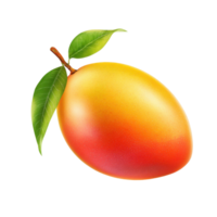 Mango fruit displaying vibrant colors and fresh green leaves on a Transparent background, Mango fruitisolated on background png
