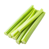 Fresh celery sticks arranged on a white background perfect for healthy snacks and recipes, Celery sticks on white background png