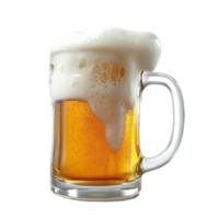 Freshly poured beer in a frosty mug showcasing rich foam isolated on a Transparent background, Mug fresh beer with cap foamisolated on background png