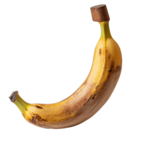 Ripe banana with wooden top displayed against a clean Transparent background for a vibrant look, ripe banana with a wooden top on a background png