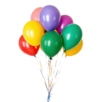 Festive collection of colorful balloons perfect for birthday celebrations with a Transparent background, Multiple bithday balloons on background png
