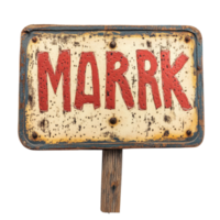 Market sign displayed with bold letters on rustic background in a public setting, sign with the word market on it, Transparent background png
