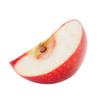 Red apple fruit slice isolated on Transparent background highlighting its fresh texture and rich color, Red apple fruit slice cut isolated on background png