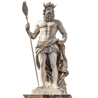 Poseidon statue stands majestically in Venice, Italy, capturing attention against a Transparent background, Poseidon statue at Venice Italy isolated on White background png