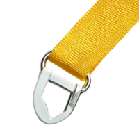 Yellow nylon webbing with white steel buckle designed for durable fastening and secure holding, Isolated image yellow nylon webbing with white steel hook on Transparent background png