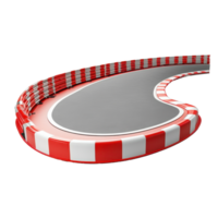 Curving race track with red and white barriers for competitive driving events and racing practice sessions, Curving Race Track with Red and White Barriers, isolated on Transparent background png