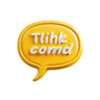 Bright yellow speech bubble with the word think displayed in a playful font, yellow speech bubble with the word think in it Transparent background png