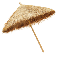 Straw parasol resting on a Transparent background, perfect for summer events and beach settings, Straw Parasol Isolated on background png