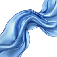 Elegant blue silk fabric gracefully flowing on a white background creating a serene visual sensation, Elegant Blue Silk Fabric Flowing On white background png