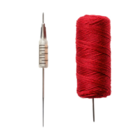 Red thread and needle isolated on Transparent background ready for sewing tasks and craft projects, Red thread and needle isolated on background png