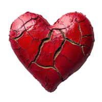 Conceptual representation of a broken heart on white background highlighting themes of love and loss, Broken heart on white background png