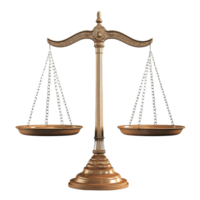 Balance scale symbolizing justice and fairness on a Transparent background, Isolated judgment balance scale background png
