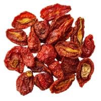 Sun dried tomatoes arranged on a Transparent background showcasing their rich color and texture for culinary use, Sun dried tomatoes isolated on background png