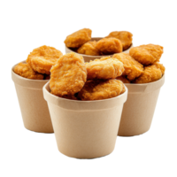 Crispy fried chicken nuggets served in paper cups on white background, Fried Chicken Nuggets in Paper Cups On white background png
