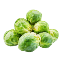 Fresh Brussel sprouts clustered together on a white background for culinary presentation, Group of Brussel Sprouts isolated on white background png