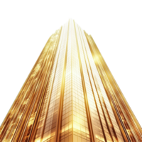 Golden skyscraper reflects sunlight in a modern urban environment during midday, Golden Skyscraper Modern Architecture at Sun, white background png