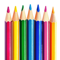 Colorful pencils arranged side by side on a clean Transparent background for art and creativity, Colorful pencils isolated on background png