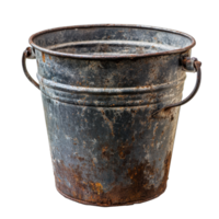 Old metal bucket with rusty edges isolated on Transparent background for vintage decor and rustic styling, Old metal bucket isolated on background png