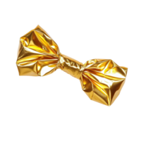 Bright golden candy wrapper displayed against a clean white background for a festive visual appeal, Golden candy wrapper isolated on white background png