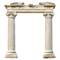 Greek columns standing tall on a white background highlighting ancient architectural elegance, Greek columns isolated on white background png