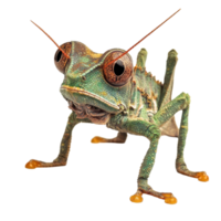Close up view of a vibrant grasshopper isolated against a white background showcasing intricate details and textures, carissaisolated on white background png