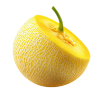 Bright yellow melon isolated on a clean Transparent background showcasing its texture and color, Yellow melon isolated on background png