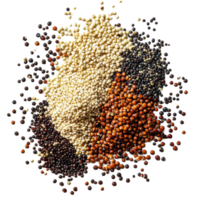 Mixed quinoa varieties displayed on a clean Transparent background showcasing natural colors and textures, Mixed quinoaisolated on background png