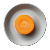 Carrot slice on a plate isolated on white background showcasing vibrant color and fresh appearance, carrot slice in a plate isolated on white background png