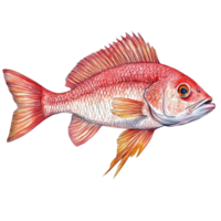Red snapper fish displayed against a clean Transparent background showcasing vibrant colors and detailed features, red snapper fish isolated on background png