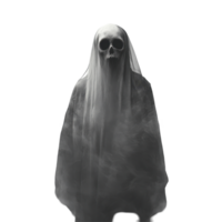 Ghostly figure shrouded in mist on a Transparent background evokes a sense of mystery, paranormal ghost, background png