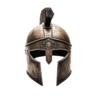 Gladiator helmet with detailed design and plume displayed against a white background, gladiator helmet isolated on white background png
