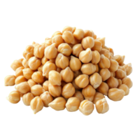 Preserved chickpeas stacked in a neat pile on a white background showcasing their natural beige color, Heap of preserved chickpeas isolated on white background png