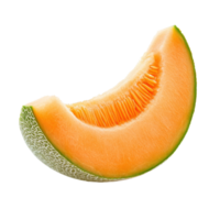 Freshly sliced cantaloupe melon showcasing vibrant orange flesh on a clean white surface, slice cantaloupe melon isolated on Transparent background png