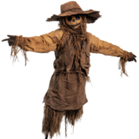 Scary scarecrow isolated on Transparent background for Halloween decor or harvest festival themes, Scary Scarecrow Isolated on background png