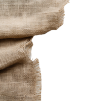 Burlap hessian fabric draped on a rustic white wooden surface showcasing texture and natural tones, Burlap hessian or sacking on white wooden background png