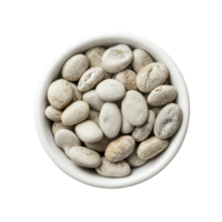 Jobs tears in a white bowl, isolated on a bright Transparent background, showcasing unique textures and colors of the seeds, Job s tears in white bowl isolated on background png