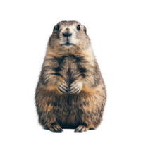 Marmot stands upright against a Transparent background looking curiously in a serene setting, Marmot on background png