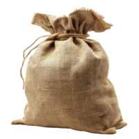 Burlap sack isolated on white background with natural texture and fabric details for crafting and storage use, Burlap sack isolated on white background png