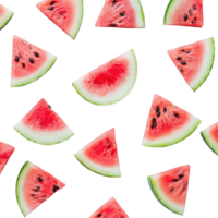 Refreshing watermelon slices arranged on a Transparent background for a vibrant summer snack display, pieces of refreshing slice watermelon on background png