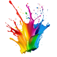 Colorful rainbow paint splash explosion on Transparent background creating vibrant artistic expression, Rainbow Holi Paint Splash Explosion on background png