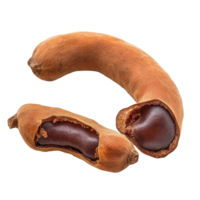 Ripe tamarind pods showcasing sweet pulp isolated on a Transparent background, Sweet ripe tamarind with isolated on background png