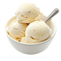 Creamy ice cream scoop served in a bowl on a bright white background ready to enjoy, Ice Cream Scoop in a Bowl, white background png