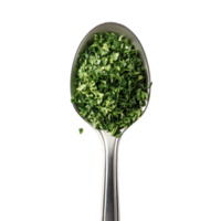Dried parsley enhances dishes with flavor and aroma isolated on Transparent background, dried parsley in a spoonisolated on background png