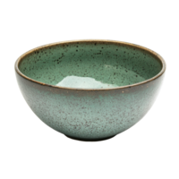 Ceramic bowl displaying a speckled green glaze on a clean white background for pottery enthusiasts and designers, paper bowl isolated on white background png