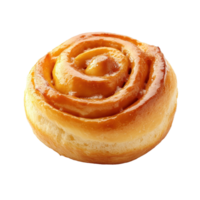 Sweet roll bun with glossy glaze on Transparent background perfect for dessert lovers and bakery enthusiasts, Sweet roll bun isolated on background png