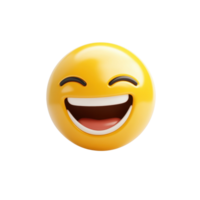 Laughing yellow emoji ball isolated on a Transparent background expressing joy and happiness in a playful manner, laughing yellow emoji ball sign isolated on White background png